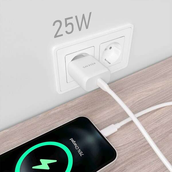 Aisens Carregador USB-C PD3.0 1 Porto 1xUSB-C 25W - Cor Branco
