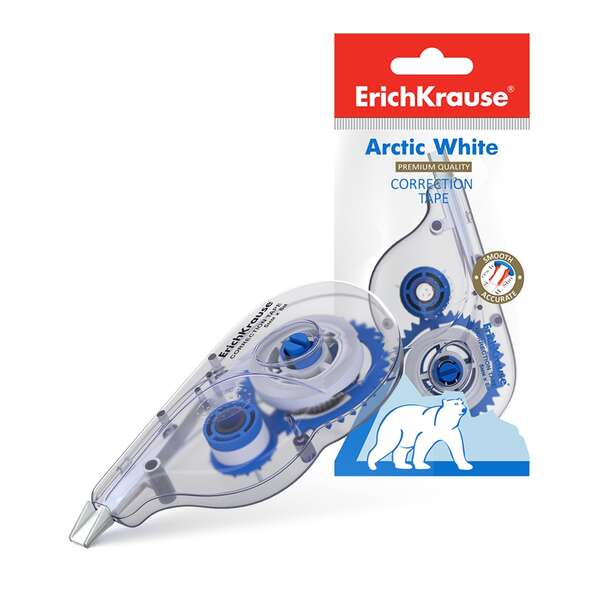 Fita Corretora Erichkrause Arctic White 5mm x 8m - Secagem Instantânea - Write-On - Controlo de Fita - Branca