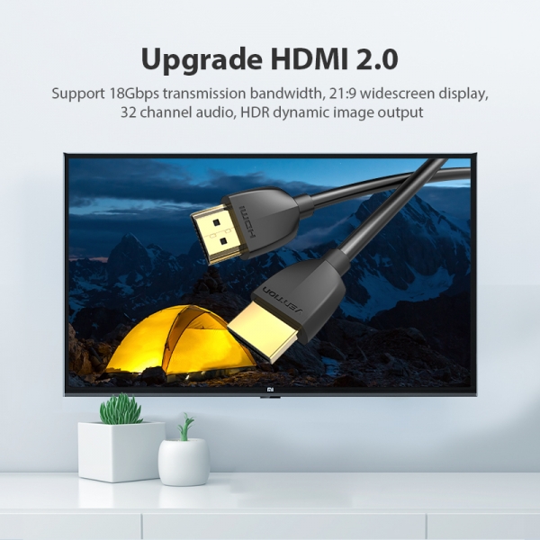 Vention Cabo HDMI Macho a HDMI Macho 2.0 4K Portatil - 1m - Cor Preto