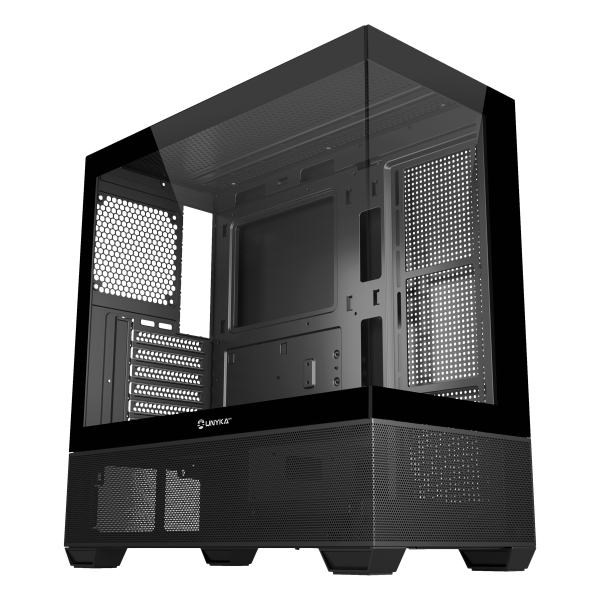 Caixa Unykach Revelat Preto ATX, Micro ATX e ITX - Painéis frontal e lateral em vidro temperado - Baias para unidades de 3,5