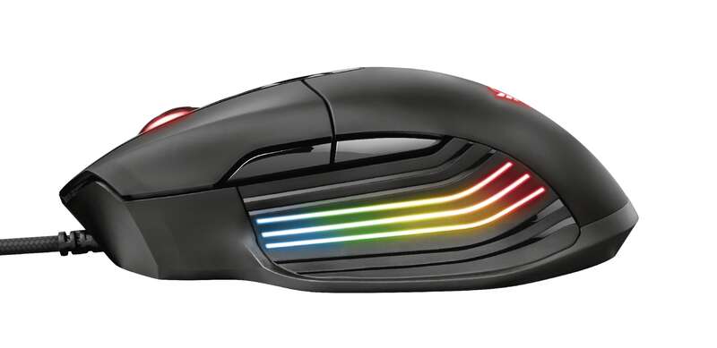 Rato USB Trust Gaming GXT 940 Xidon 10000 dpi - 5 botões programáveis ​​​​- Iluminação RGB - Cabo entrançado de 1,80 m - Utilização para destros - Preto