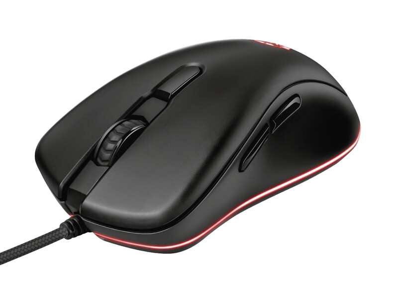 Rato USB Trust Gaming GXT 930 Jacx 6400 dpi - 5 botões programáveis ​​​​- Iluminação RGB - Cabo entrançado de 1,80 m - Utilização para destros - Preto