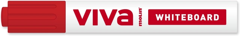 Embalagem 12 unidades - Marcador de quadro branco Molin Viva - Ponta redonda em fibra sintética - Traço de 3 mm - Tinta à base de álcool - Vermelho