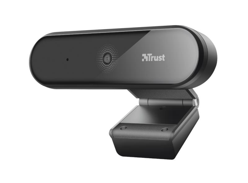 Trust Tyro Webcam Full HD 1080p USB 2.0 - Microfone embutido - Foco automático - Ângulo de visão de 64º - Tripé incluído - Cabo de 1,50 m - Cor preta