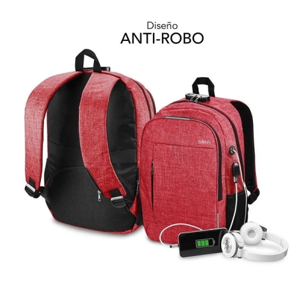 Mochila Subblim Urban Lock System - Sinônimo de segurança - Excelente capacidade de organização - Conector USB para Powerbank - Design durável - Alças ergonômicas - Cor vermelha
