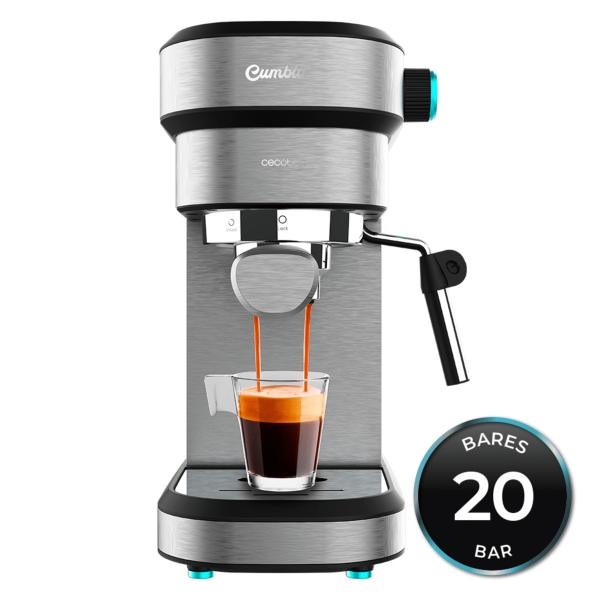 Máquina de café expresso Cecotec Cafelizzia 890 cinzento - 1350 W - 20 bar - Bocal de vapor ajustável - Reservatório de água amovível de 1,2 L - Bocal duplo para café - Sistema de poupança de energia - Aço inoxidável