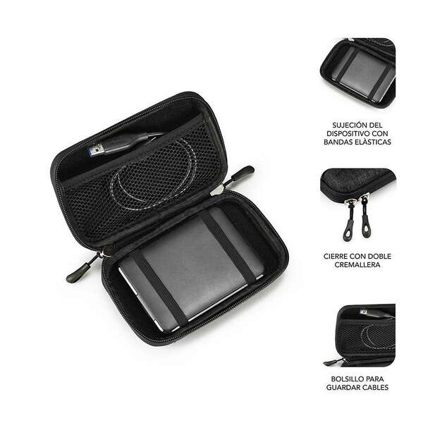 Bolsa para HDD compacto e leve Subblim - Proteção ideal contra choques - Design elegante e moderno - Interior acolchoado macio - Preto