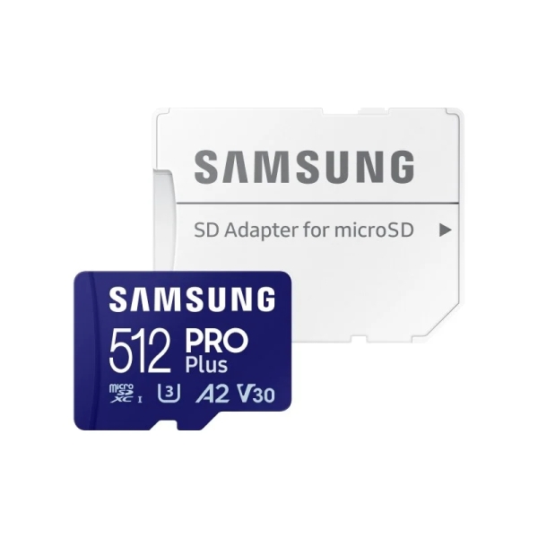 Cartão Micro SDXC Samsung PRO Plus 512 GB UHS-I U3 A2 V30 Classe 10 com adaptador SD