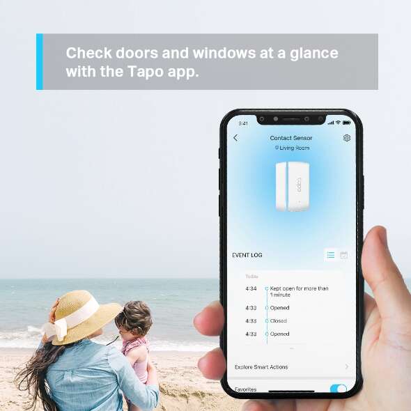 TP-Link Sensor de contacto inteligente Tapo T110 - Proteção contra roubo - Notificações instantâneas - Fácil instalação