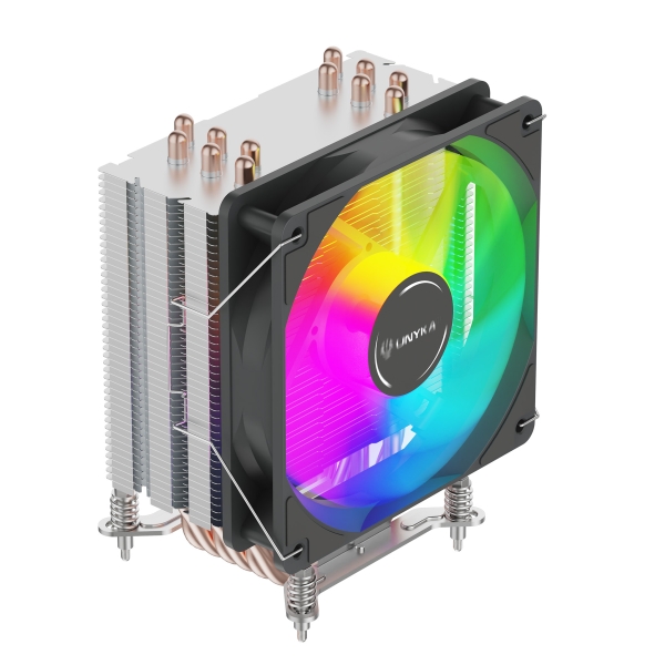 Cooler para CPU Unykach Unycool H60 ARGB - Universal para várias tomadas - Ventoinha de 120 mm - Preto