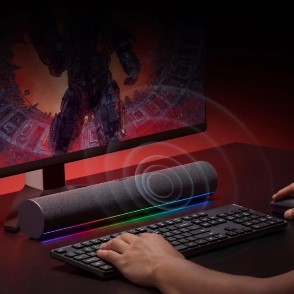 Xiaomi Desktop Speaker Bluetooth 5.0 Soundbar - 4 altifalantes - Processador DSP profissional - Iluminação RGB - USB-C, USB-A, AUX - Preto