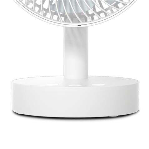 Ventilador de Mesa Portátil Oscilante Muvip 12W 19cm Diâmetro - 4 Velocidades - Oscilação até 70º - Ângulo Ajustável até 90º - Autonomia até 11h - Cor Branco