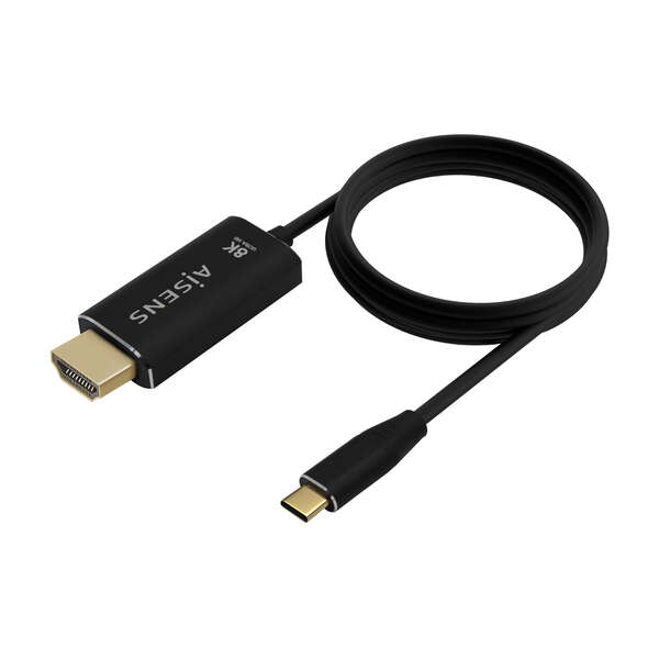 Cabo conversor Aisens em alumínio USB-C para HDMI 2.1 8K a 60 Hz - USB-C/M-HDMI/M - 2,0 m - Cor preto