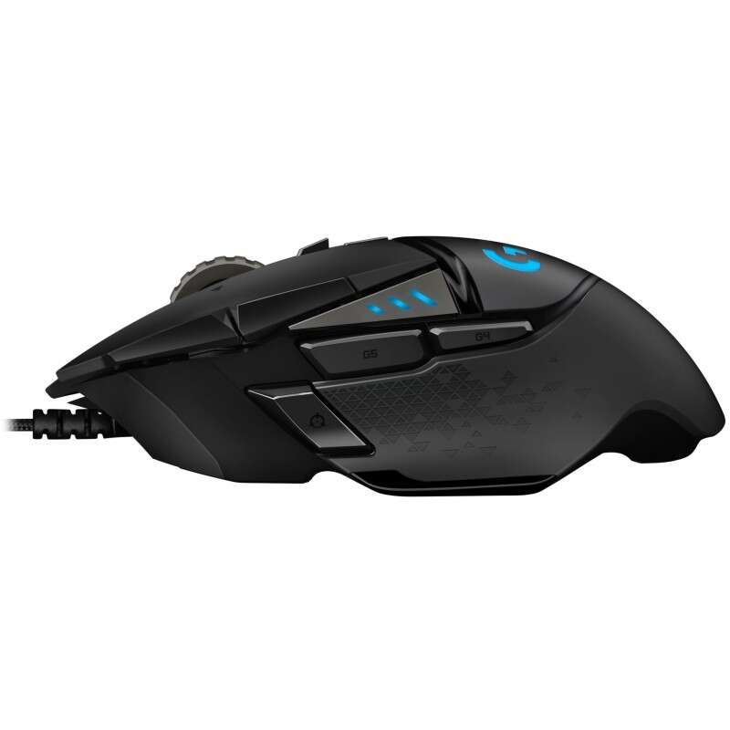 Rato USB Logitech G502 Hero 16000 dpi - 10 botões programáveis ​​​​- Iluminação LED - Utilização por destros - Cabo de 2,10 m - Preto