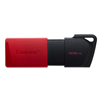 Kingston DataTraveler Exodia M USB Flash Drive 128 GB - USB 3.2 Gen 1 - Tampa móvel - Acessório para chaveiro - Cor preta/vermelha (Pendrive)