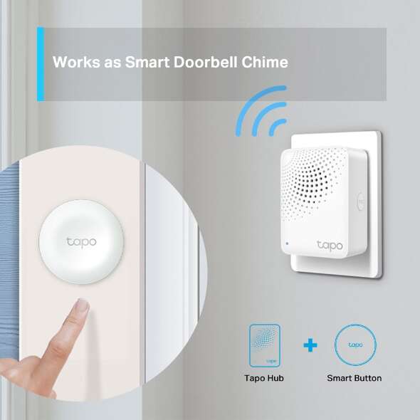 TP-Link Tapo H100 Smart Hub - Até 64 dispositivos - Alarme e campainha inteligentes - Baixo consumo de energia