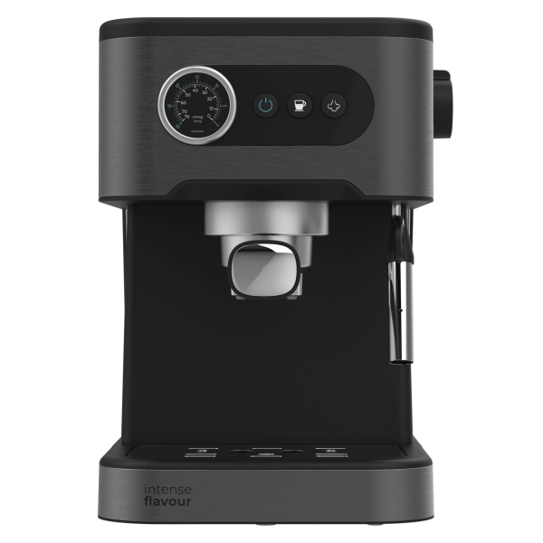 Máquina de café expresso Cecotec Power Espresso 20 Pro Latte - Capacidade de 1,5L - Pressão de 20 bar - Reservatório de 550ml - Bocal de vapor - Aquecedor de chávenas - Reservatório de leite - Visor com botões - Preto