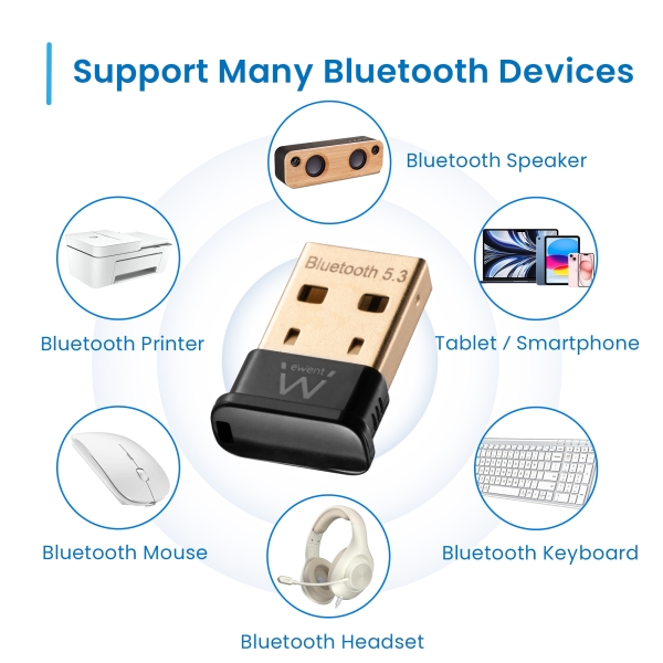 Receptor Bluetooth Ewent EW1085 Micro USB Classe 1 - Alcance de até 20 m - Preto