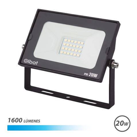 Refletor LED série Elbat Super Slim 20W 1600lm - luz fria 6500K - adequado para ambientes externos