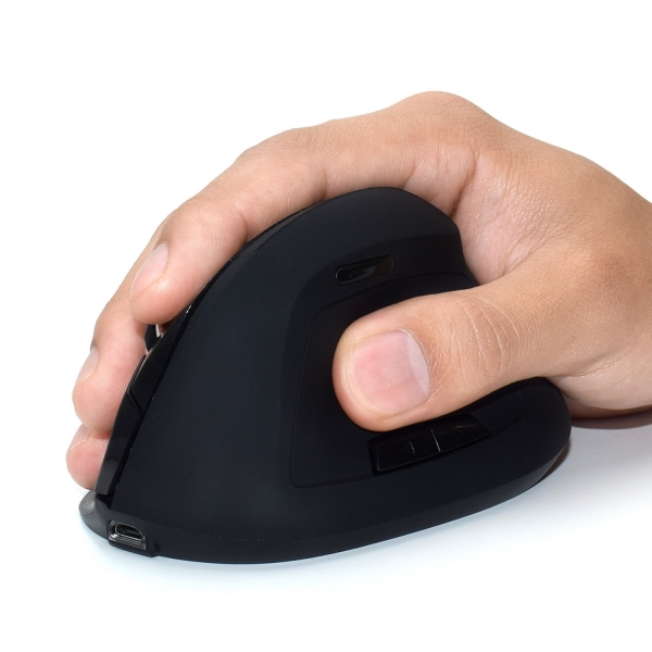 Rato sem fios Ewent 2,4 Hz - Rato vertical ergonómico - DPI selecionável 800-1200-2400 dpi - Bateria de lítio recarregável de 400 mAh - Preto