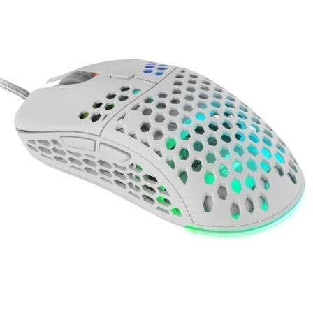 Rato gaming USB Mars Gaming MM55 12800 dpi - Caixa com painel perfurado - 5 botões - Iluminação Chroma RGB - Utilização por destros - Cabo de 1,70 m