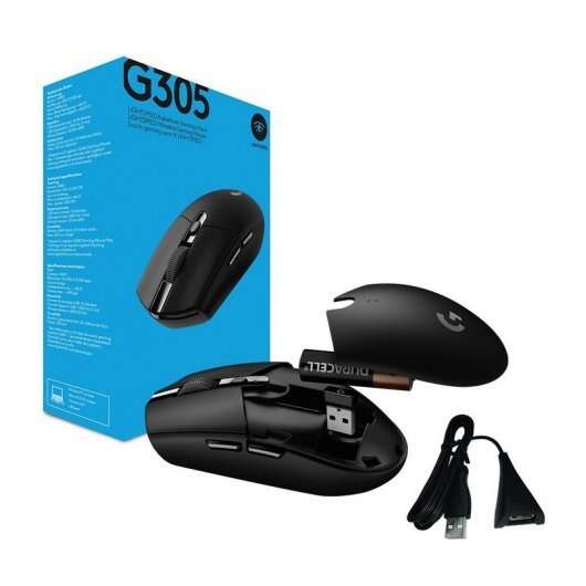 Rato USB sem fios Logitech G305 Lightspeed 12000 dpi - 5 botões programáveis ​​​​- Utilização por destros - Preto