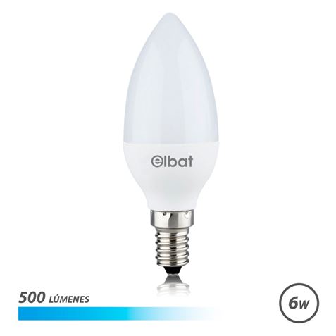 Elbat Lâmpada LED C37 6W 500LM E14 Luz Fria - Economia de Energia - Longa Vida Útil - Fácil Instalação - Cor Branca