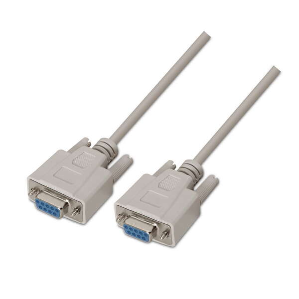 Cabo série Aisens Null Modem - DB9/H-DB9/H - 1,8 m para dispositivos de comunicação equipados com porta série - Bege