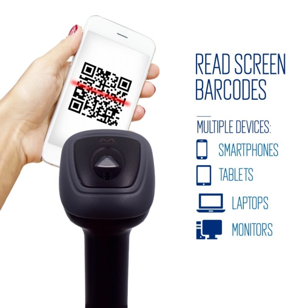 Leitor de código de barras sem fios Ewent EW3440 1D/2D - Sem fios e Bluetooth - Bateria com duração até 7 horas - Base inteligente - Preto
