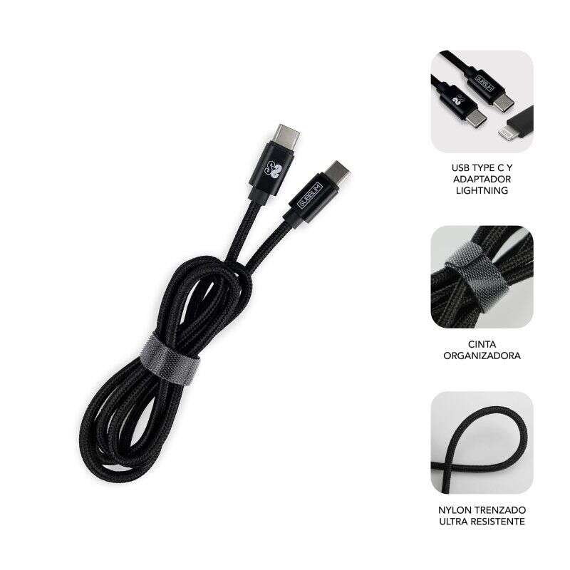 Carregador residencial Subblim de 2 portas - 25 W - PD 3.0/2.0/Quick Charge 3.0 4.0 2.0 - Carregamento rápido - Cabo USB C reversível - Preto