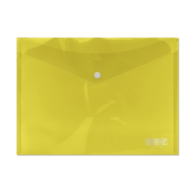 Pack 10 Envelope Ingraf com Fecho - Polipropileno - Tamanho A4 - Cor Amarela