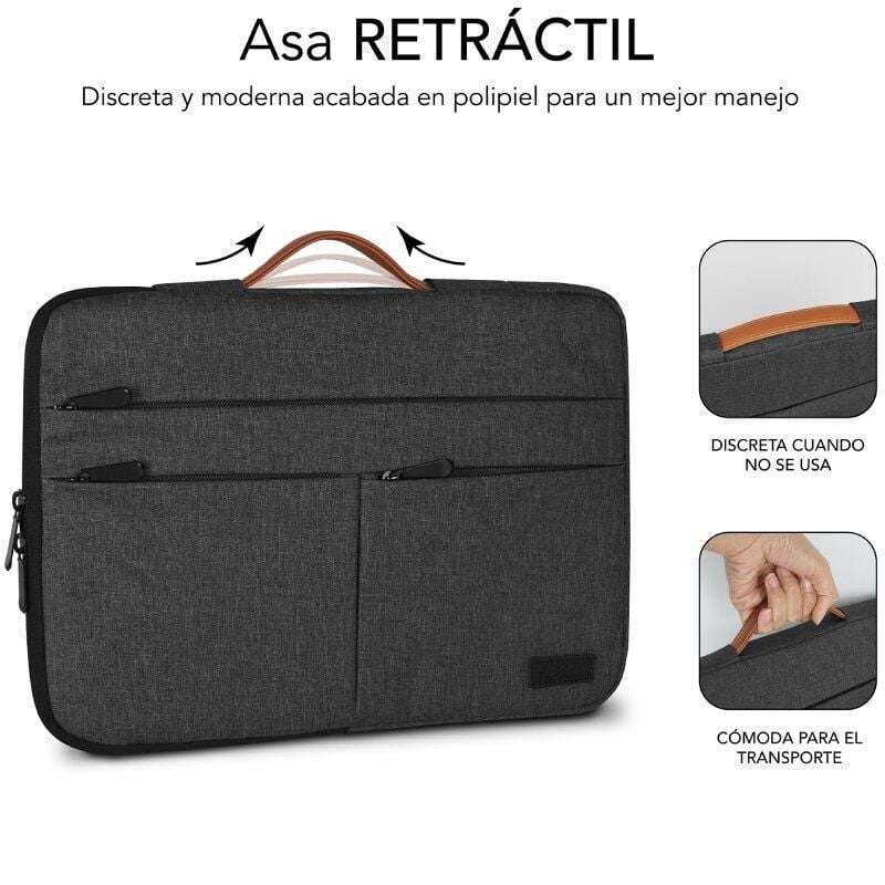 Capa Subblim Air Padding 360 - 380x275x30 mm - Proteção 360º com acolchoamento de ar - Vários bolsos - Forte e durável - Cinza