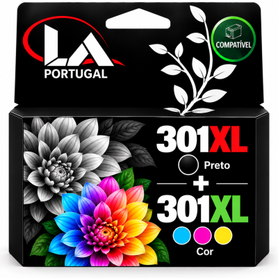 PACK TINTEIROS COMPATIVEL - HP 301xl PRETO  + HP 301xl TRICOLOR 