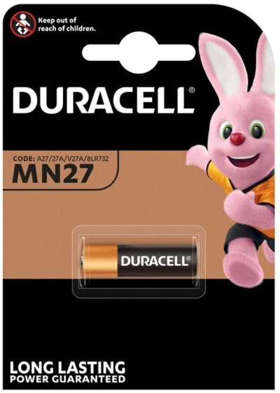 Bateria Alcalina Duracell MN27 A27/27A/V27A/8LR732 12V - 1 Unidade