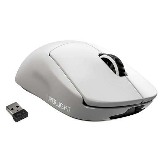 Rato USB sem fios Logitech Pro X Superlight 25400 dpi - 4 botões - Recarregável - Super leve - Tecnologia Lightspeed - Utilização por destros - Branco