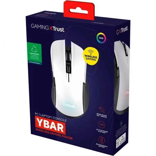 Rato sem fios para jogos Trust GXT 923W YBAR - 7200 dpi - 6 botões - Branco