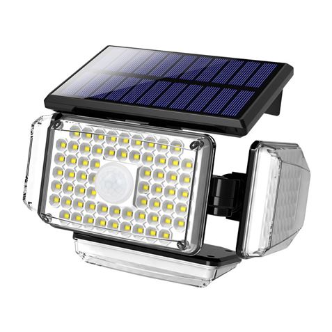 Foco Solar Quádruplo Elbat com Sensor LED 430lm - Sensor de Movimento 3 - 5m - Painel Solar Integrado 5,5V, 1,5W - Bateria 3,7V, 1200mAh - Ângulo de Iluminação 360º