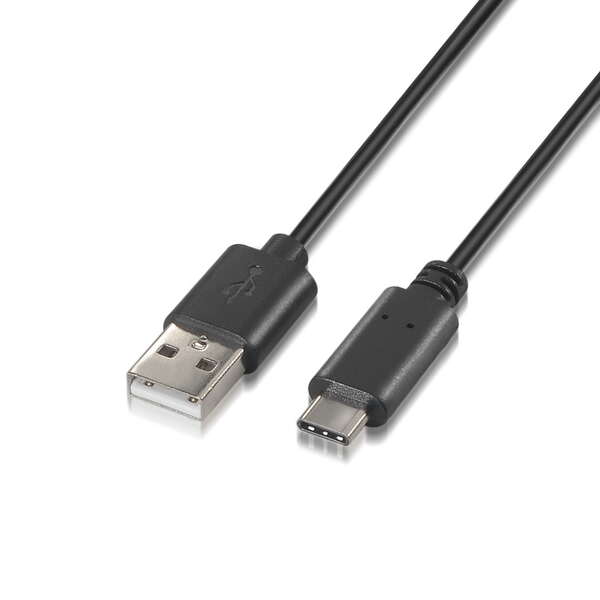 Cabo USB Tipo C para USB A 2.0 da Aisens - Carregamento rápido - 1,0 m - Preto