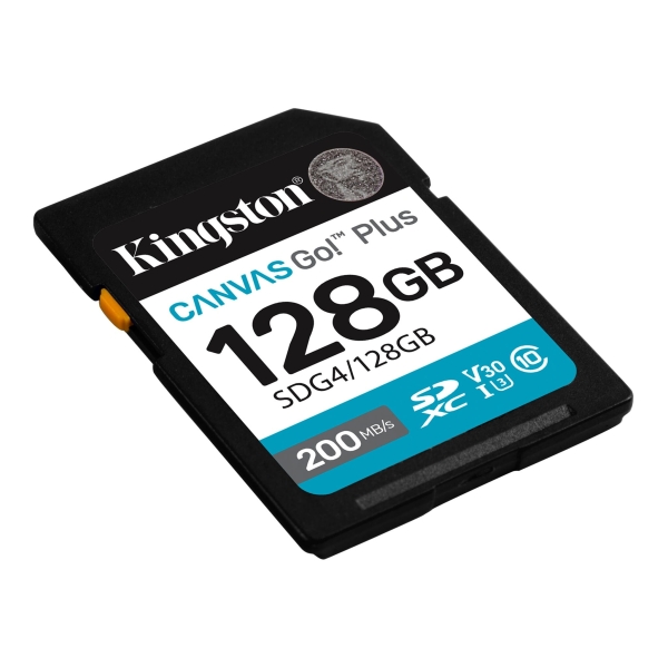 Cartão Kingston SDXC 128GB UHS-I U3 V30 Classe 10 200MB/s Canvas Go Plus