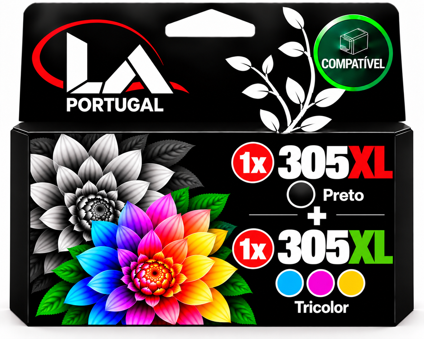 PACK TINTEIRO COMPATIVEL COM HP 305XL - PRETO + TINTEIRO HP 305XL - TRICOLOR 