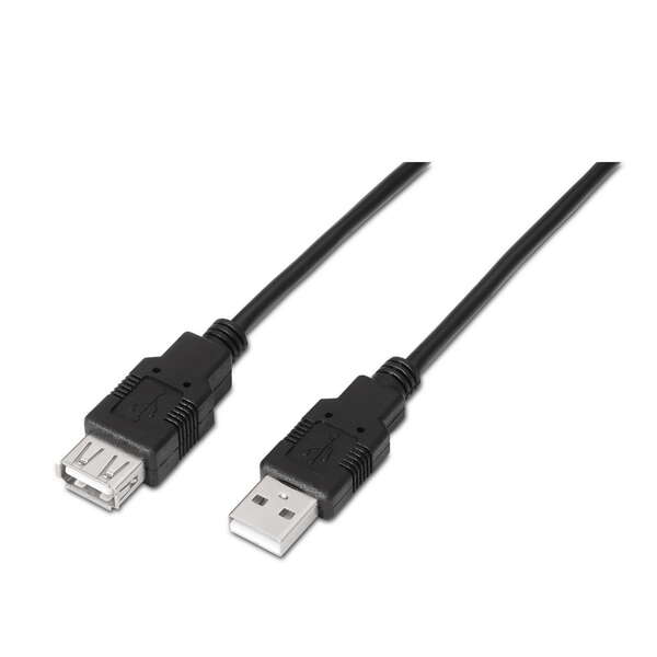 Cabo de extensão USB 2.0 Aisens - Tipo A macho para tipo A fêmea - 1,0 m - Preto