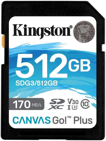 Cartão Kingston SDXC 512GB UHS-I U3 V30 Classe 10 170MB/s Canvas Go Plus