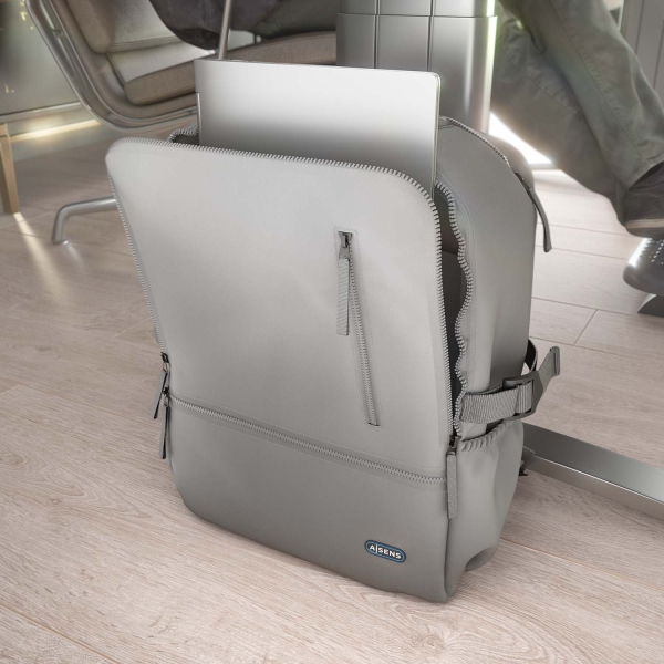 Mochila desportiva impermeável Aisens para laptop de 15,6 polegadas - Cinza