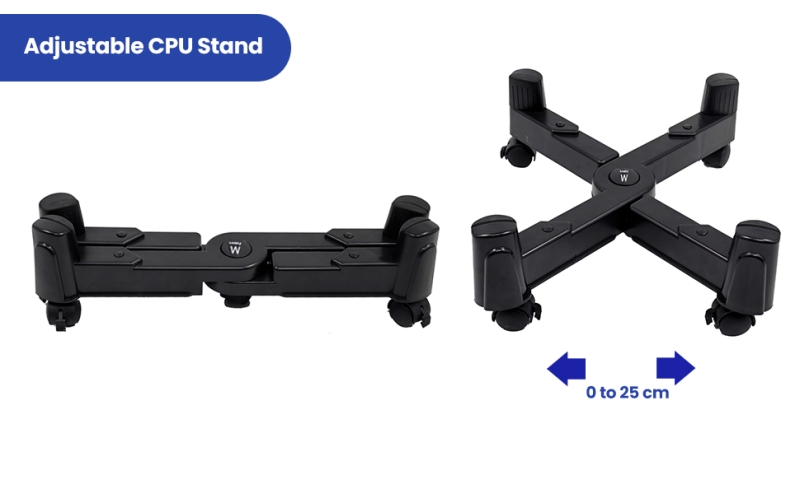 Suporte móvel para CPU Ewent EW1292 - Evita a eletricidade estática e as marcas - Ajustável até 25 cm - Até 25 kg - Preto