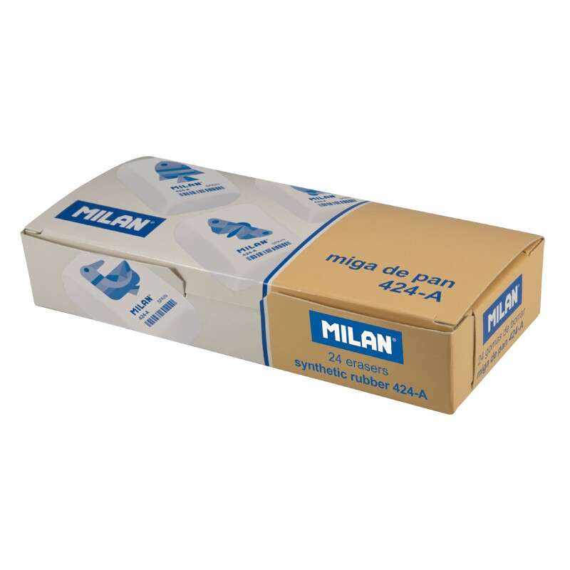 Pack 24 unidades - Borracha retangular Milan 424A - Farinha de rosca - Borracha sintética - Branca - Desenhos geométricos variados de animais