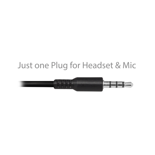 Auscultador Ewent Chat com microfone e controlo de volume - Cabo de 2 m, 1 conector de 3,5 mm e 4 pinos - Preto