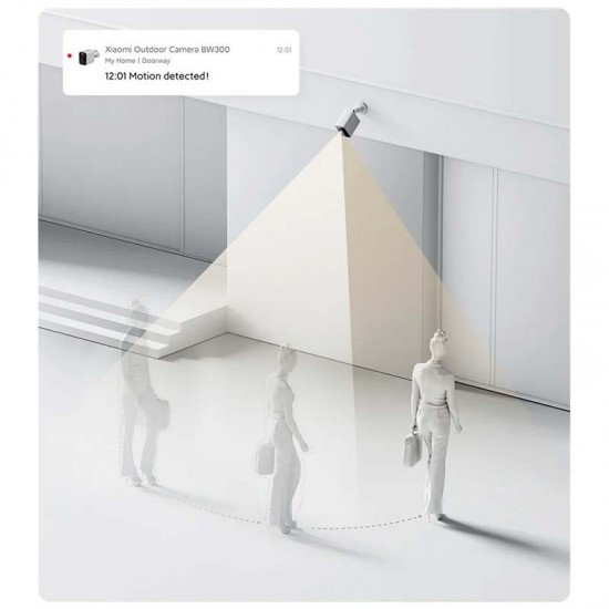 Câmara de vigilância exterior Xiaomi BW300 2K - Campo de visão de 130º - Deteção de movimento humano - Visão noturna a cores - IP67 - Chamada bidirecional - Branca