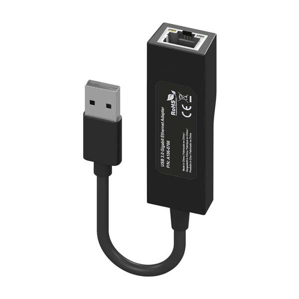 Aisens Conversor USB 3.0 a Ethernet Gigabit 10/100/1000 Mbps - 15cm - Cor Negro