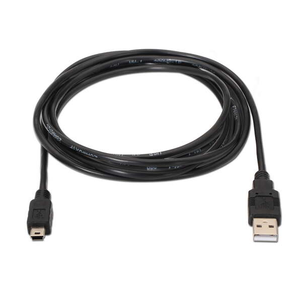 Cabo USB 2.0 Aisens - Tipo A Macho para Mini B Macho - 1,0 m - Cor Preto