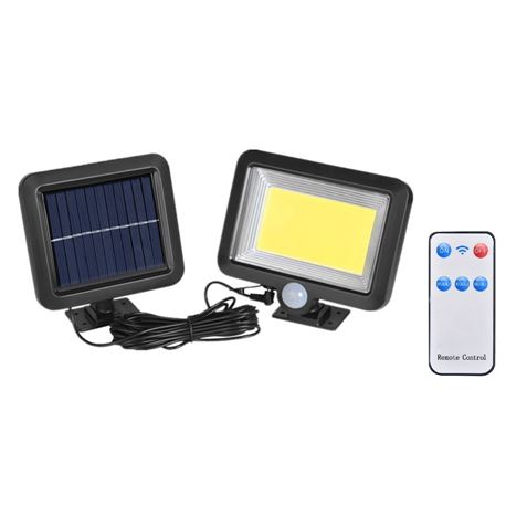 Foco Solar Elbat + Remoto - 1000LM - Luz Fria 6500K - Sensor de Movimento - Bateria 1200mah